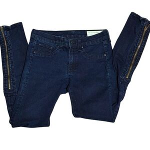 Rag & Bone 27" Stretch Denim Skinny Leg Jeans Zip Ankle Dark Indigo Like New